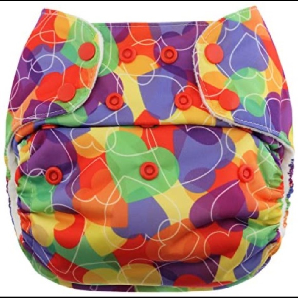 NWT One size simplex in organic cotton Rainbow Hearts